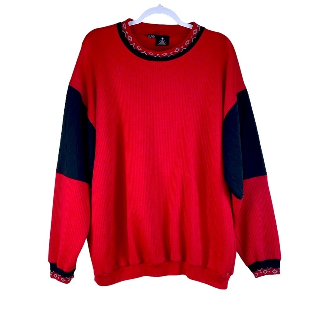 Vintage Kennington Sweater Quilted Diamond Printed Collar Unisex Size XL